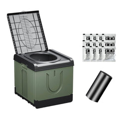 Nomadnia Extra Large Portable Toilet closed for compact storage and easy transport.