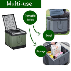 Nomadnia portable toilet in camping setup for off-grid relief.