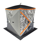 Nordic Legend HARDWATER Shanty 2-Man front view showing wind-ready shelter for icy fishing days.