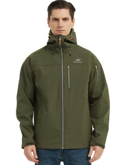 NORDIC OUTLAND men's softshell rain jacket front view offers versatile protection during hikes.