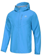 NORDIC OUTLAND rain jacket front view in blue highlighting waterproof shell for outdoor use