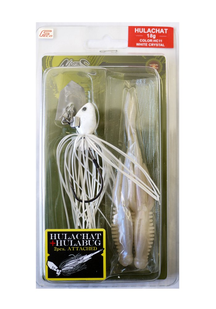 Nories HC11 Chatterbait Hula Chat 18g White Crystal entices bass with high-pitch blade