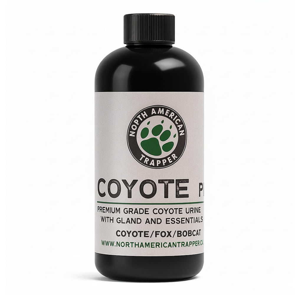 North American Trapper Coyote Plus bottle top view for rugged field use and scent setup