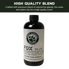 North American Trapper Fox Plus label detail highlights the gland and urine blend
