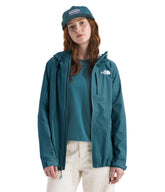 The North Face Alta Vista rain jacket hood view showing adjustable cinch-cord for tailored rain protection.
