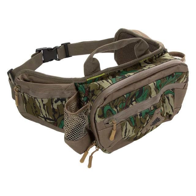 North Mountain Gear camouflage fanny pack front pocket for easy tool access.