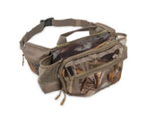 North Mountain Gear camouflage fanny pack front pocket for quick access on hunts.