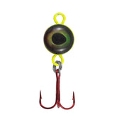 Northland Eye Ball Spoon Firetiger 1/8 oz front view, high-visibility lure for attracting fish