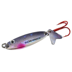 Northland MOM3-11 Macho Minnow Silver Shiner, front view highlights compact ice lure design