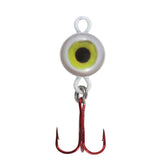 Northland Tackle Eye Ball Ice Fishing Spoon glows to attract fish during jigging