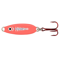 Northland Tackle Forage Minnow Jigging Spoon lure in Super-Glo Exo Red boosts ice fishing visibility