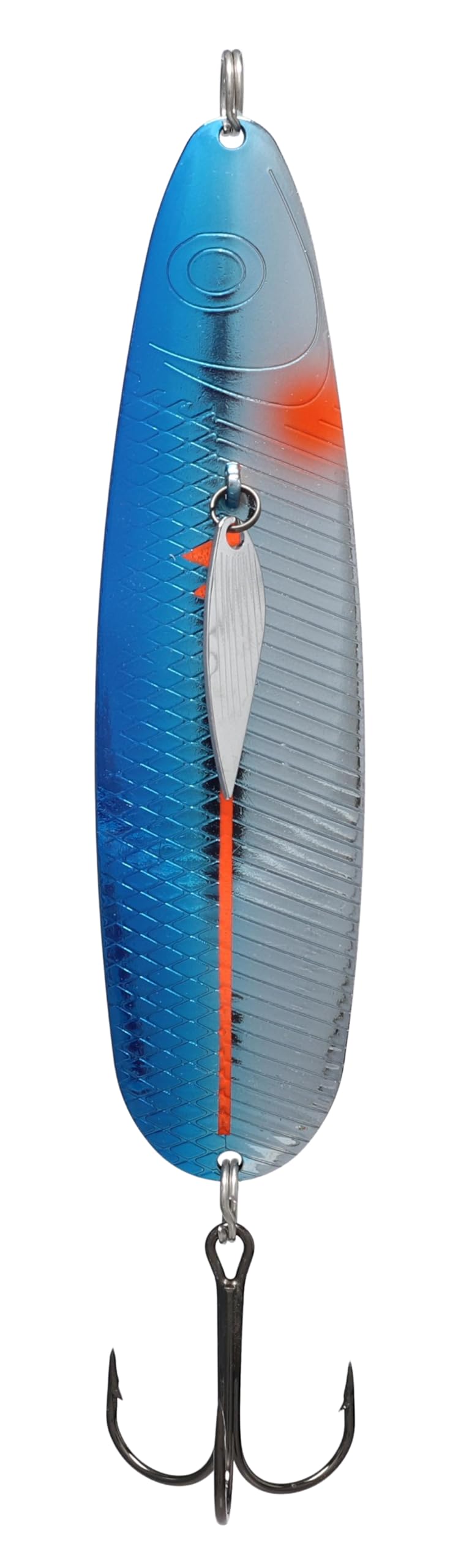 Northland Thumper Casting Spoon Blue Racecar in action, attractive to big freshwater predators
