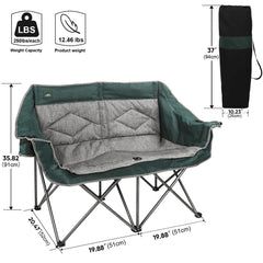 Northroad folding loveseat wine-glass holders keep drinks secure during outdoor meals