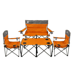 Northroad orange sofa folding provides sturdy outdoor seating for family trips.