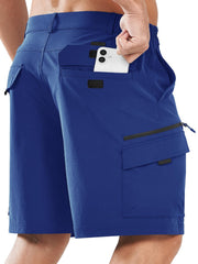 NORTHYARD men's cargo shorts pocket layout highlighting seven pockets for secure storage during activities