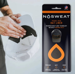 No Sweat Dri-Lid technology diagram demonstrates patent-backed design for sweat control.