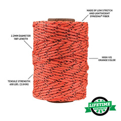 Notch Acculine throwline, 2.2mm, orange, knot friendly and low stretch for climbing line retrieval