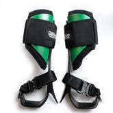 Notch Gecko carbon fiber climbers with quick-connect lower strap for secure fit and fast adjustments.