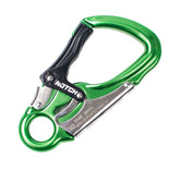 Notch triple action snaphook green gate demonstrates the enhanced safety gateway.