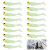 Nouiseuns glow-in-the-dark soft plastic lures set, 16 pieces in green glow