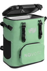 Novoto Magnetic Backpack Cooler 30 Can mint green front view highlights hands-free portability