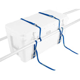 NRS Cooler Mounts showing adjustable height and width for a customized raft setup.