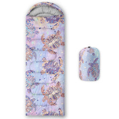 Nttopship sea turtle sleeping bag front closed view highlights durable waterproof shell for outdoor warmth.