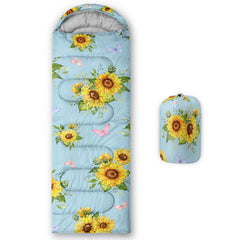 Nttopship Sunflower Blue sleeping bag front view shows all-season warmth.