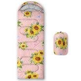 Nttopship sunflower pink sleeping bag front view shows all-season warmth potential for outdoors
