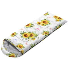 Nttopship Sunflower sleeping bag folded for easy travel and storage.