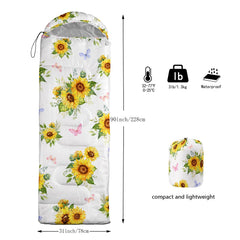 Nttopship Sunflower sleeping bag waterproof shell shields against light rain.