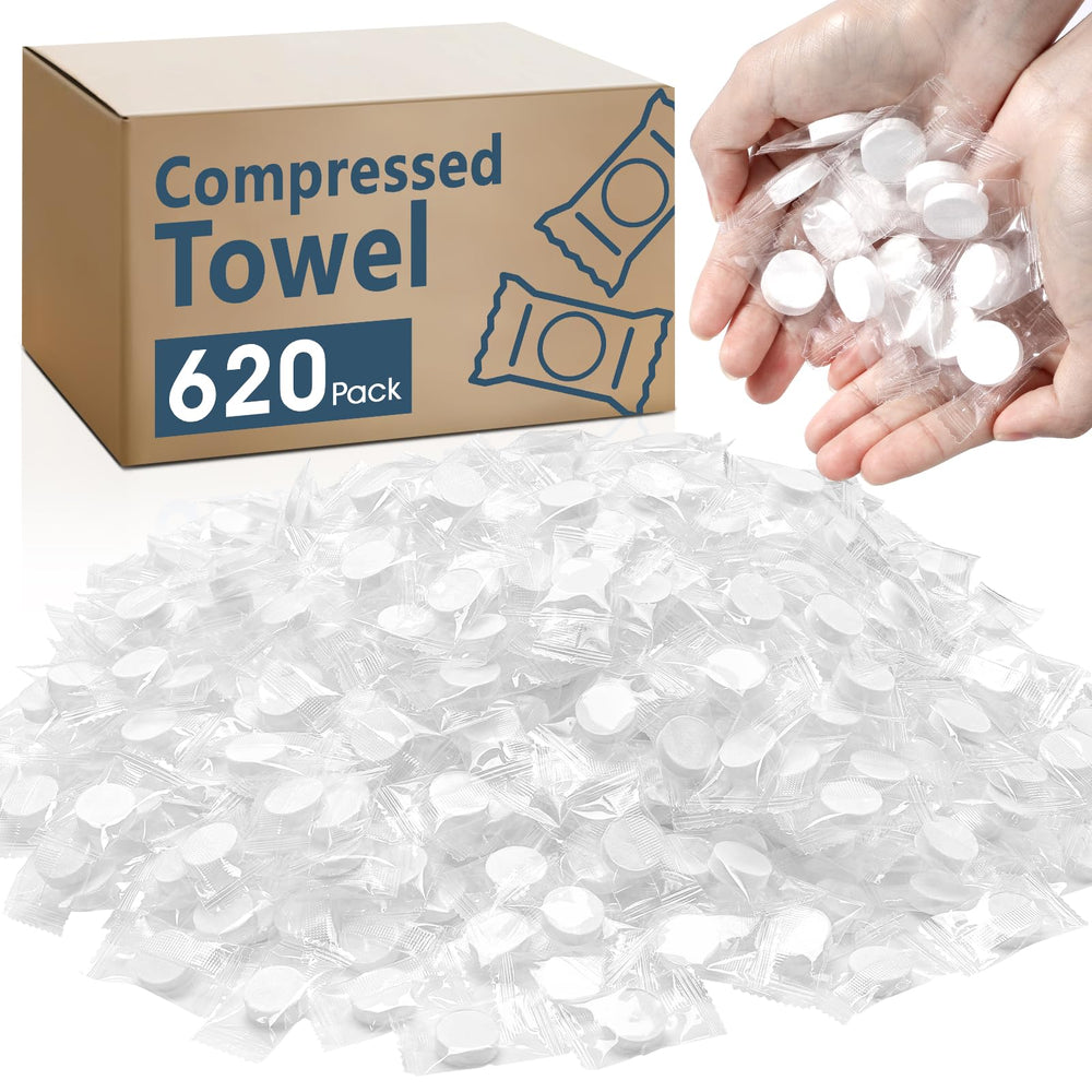 NUITPY 620pcs compressed towels pack—bulk convenience for home, travel, outdoor use.