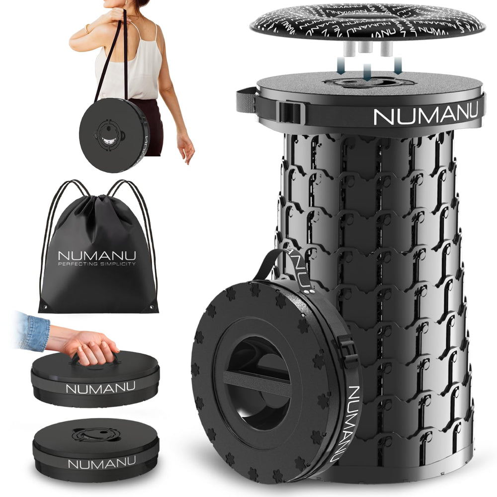 NUMANU XXL collapsible stool in closed form for easy storage