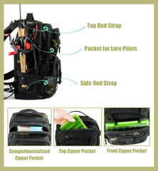 Main compartment open with tackle boxes inside