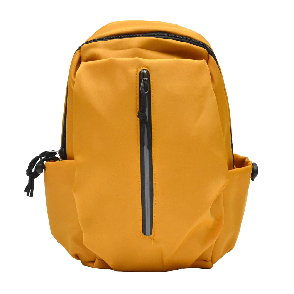 Nupouch lightweight yellow sling bag front view highlights compact design for everyday carry.