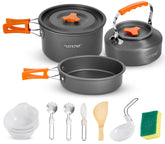 NutriChef camping cookware pots with nested design for space-saving outdoor cooking