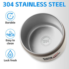 Close-up of 304 stainless steel interior and insulation
