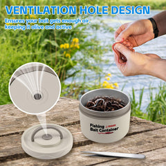 Ventilation vents and lid of the live bait container