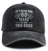 Front view of Nxizivmk 80th Birthday Baseball Cap showing 1945 embroidery