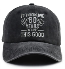 Front view of Nxizivmk 80th Birthday Baseball Cap showing 1945 embroidery