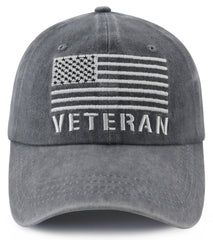 Front view of Nxizivmk American flag veteran hat with embroidery