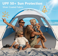 NXONE Beach Tent extends its front floor mat for relaxed picnics and kids' play