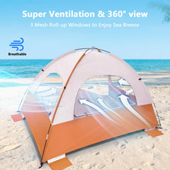 NXONE Beach Tent privacy mesh windows deliver airflow while keeping changing areas discreet.