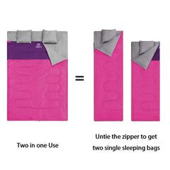 oaskys 2-in-1 design zipper open converts to two bags for flexible sleeping