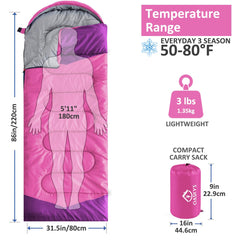 oaskys camping sleeping bag bottom separating zipper enables foot venting for temperature control.