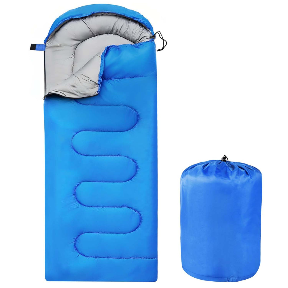 OBTANIM sleeping bag blue exterior shows portable camping warmth.