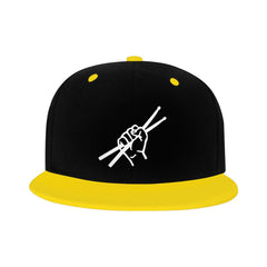OCALL Drumsticks Drummer flat bill hat yellow side view highlighting versatility
