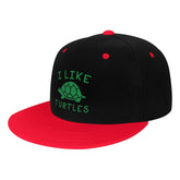 OCALL I Like Turtles snapback hat red, front view for daily wear.