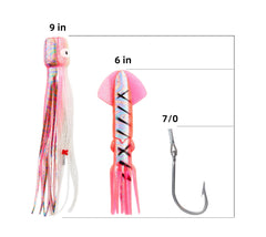 OCEAN CAT 9-inch chain lure with O-hooks for marlin, tuna, and sailfish.