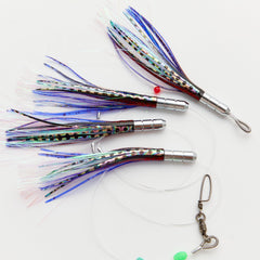 Ocean Cat feather teasers with soft rubber skirt attract multi-species fish